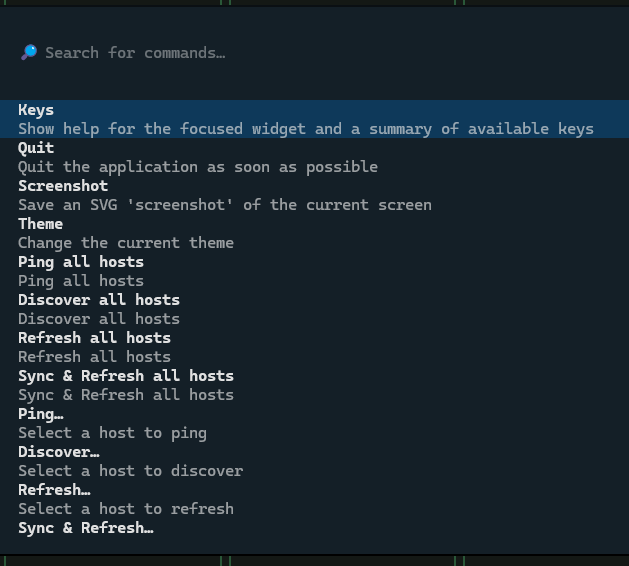 Example of Exosphere TUI Command Palette